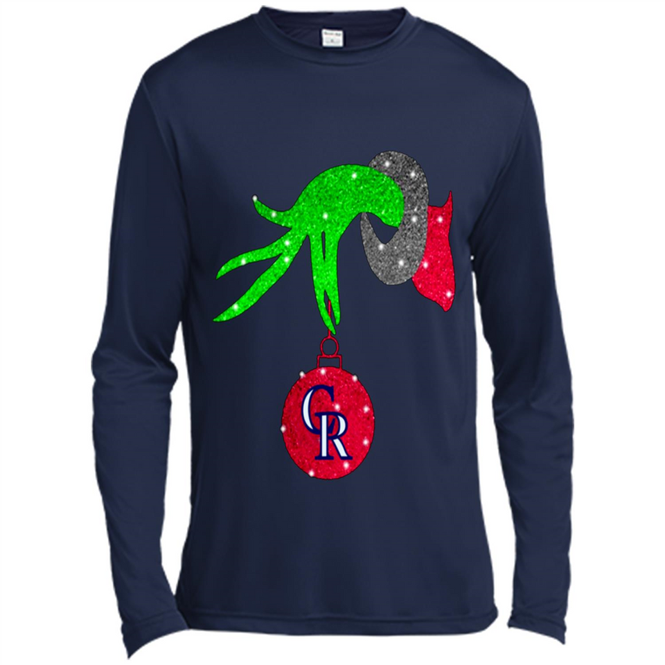 GRINCH HAND HOLDING COLORADO ROCKIES GLITTER CHRISTMAS PINGPONG