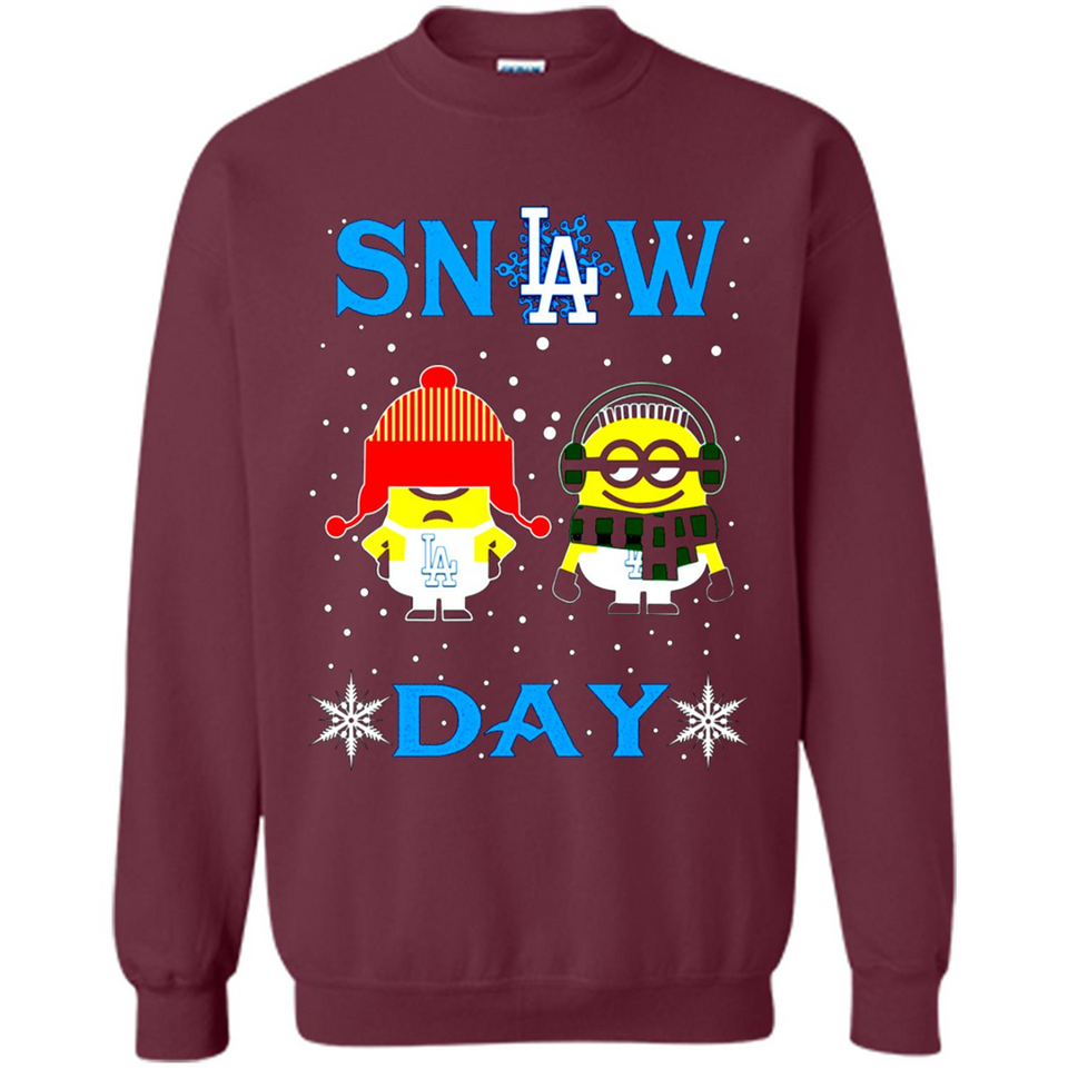 Snow Day Shirt For Los Angeles Dodgers Vs Minion Fans pingpong