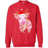 Christmas Lights Pig Wearing Santa Hat Funny Xmas - Sweatshirt