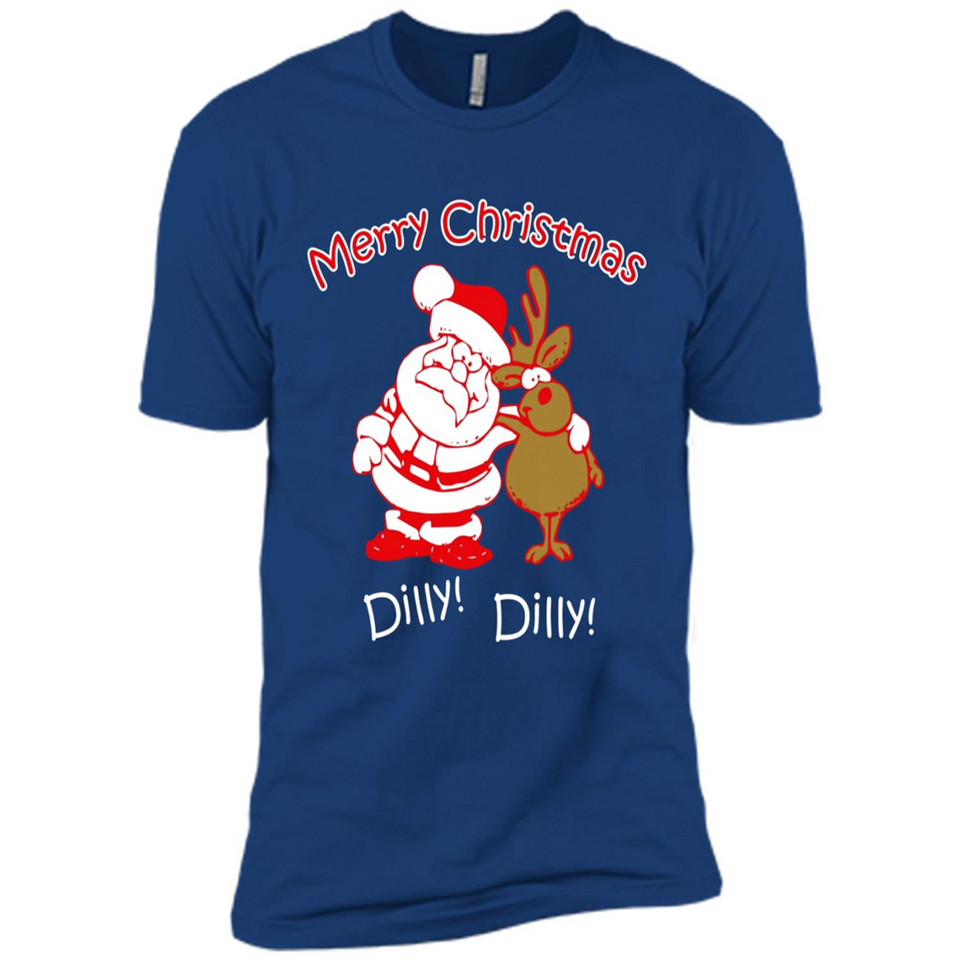 Christmas T-Shirt Santa And Reindeer Dilly Dilly - Premium Short Sleeve T-Shirt