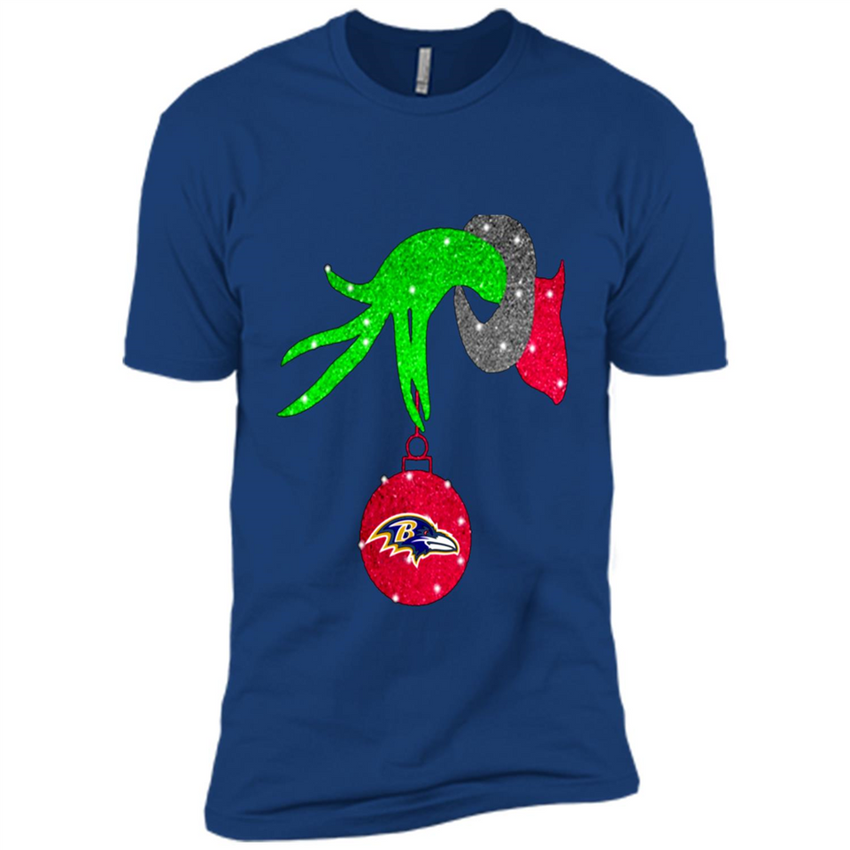 GRINCH HAND HOLDING BALTIMORE RAVENS GLITTER CHRISTMAS PINGPONG