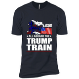 All Board The Trump Train 2020 Patriotic U.S Flag pingpong - Premium Short Sleeve T-Shirt