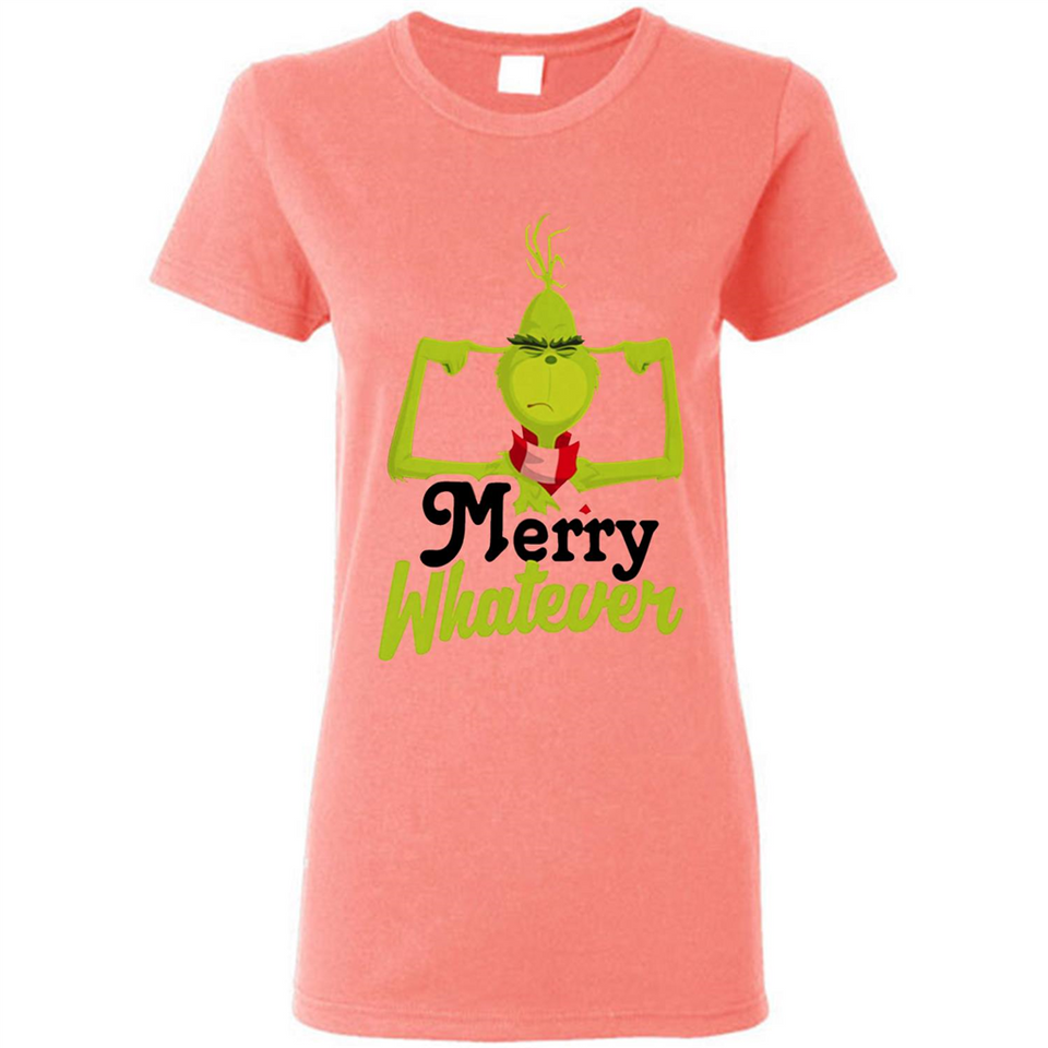 Grinch Merry Whatever Funny Christmas Sporty - Ladies Short-Sleeve