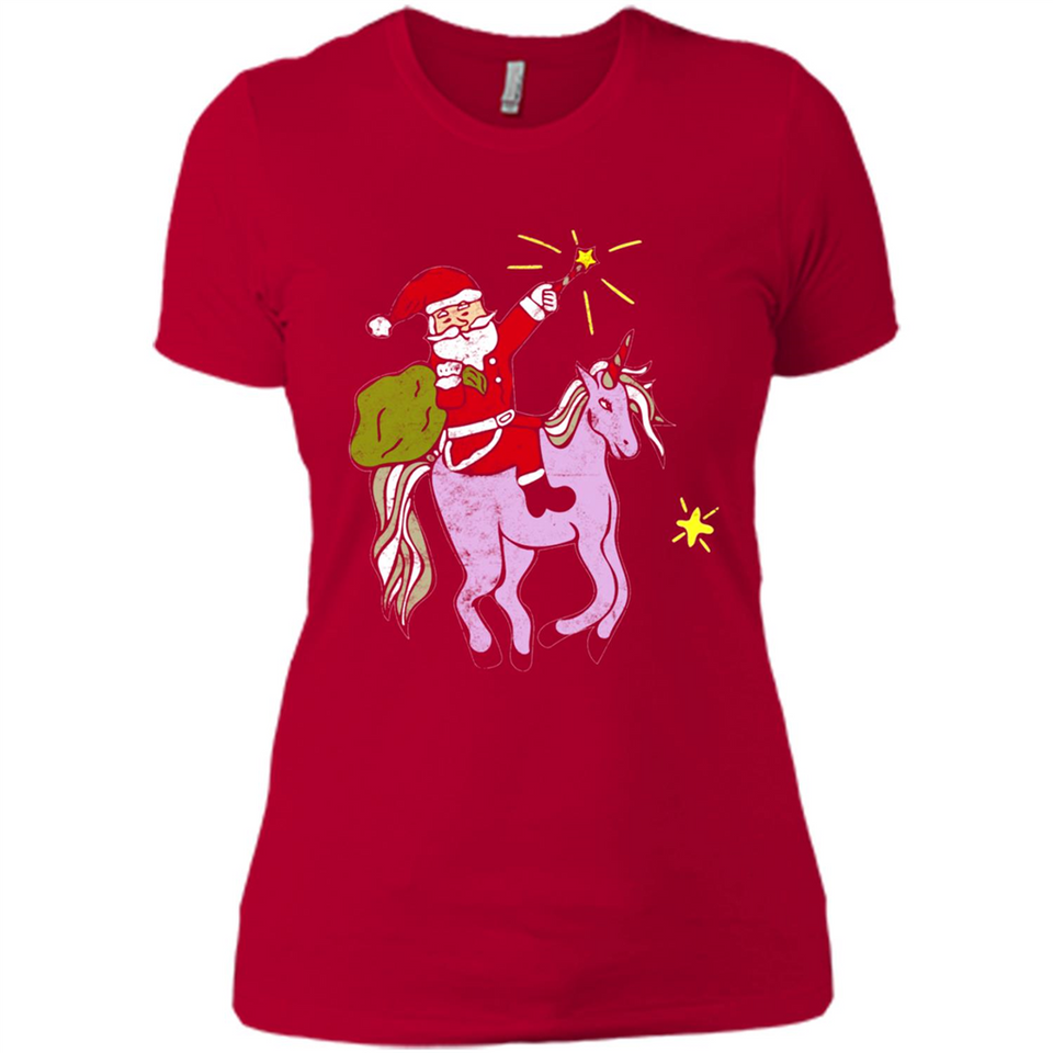 Distressed Retro Santa Riding Unicorn - Ladies' Boyfriend T-Shirt