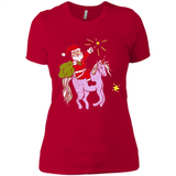 Distressed Retro Santa Riding Unicorn - Ladies' Boyfriend T-Shirt