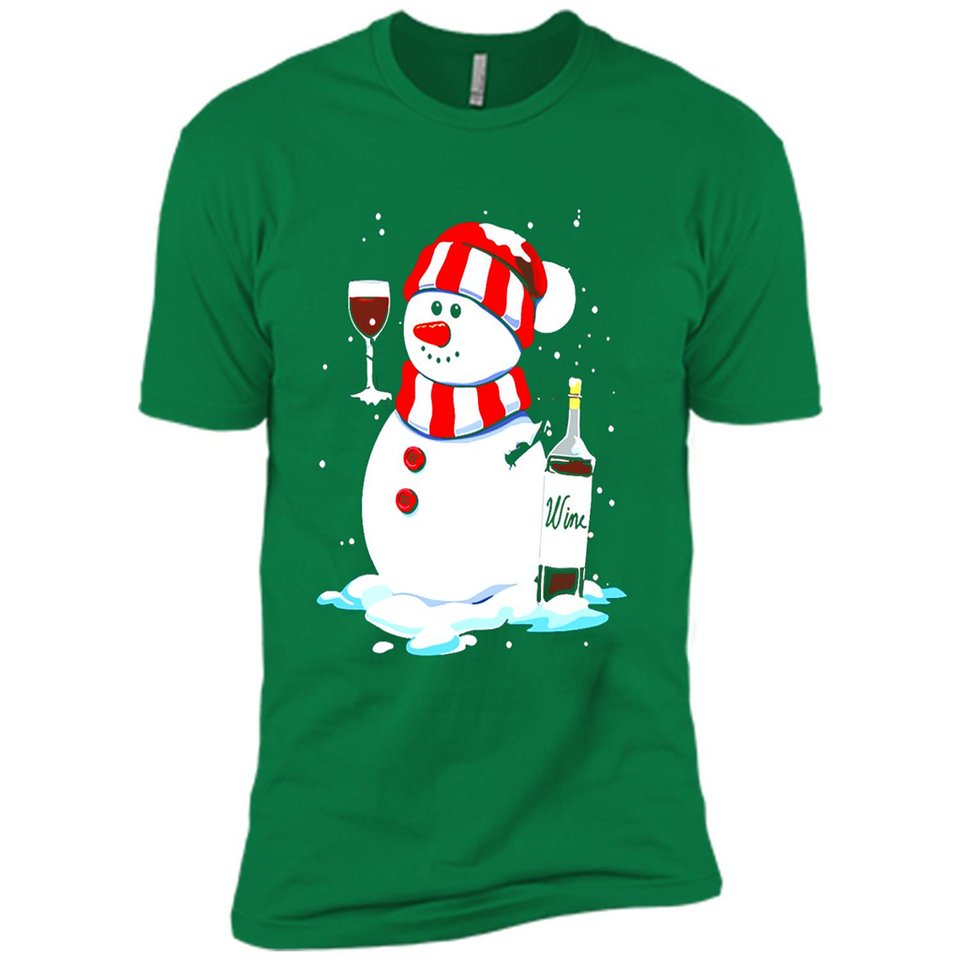 Cute Snowman drink Red Wine Christmas T-Shirt - Premium Short Sleeve T-Shirt