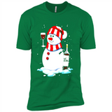 Cute Snowman drink Red Wine Christmas T-Shirt - Premium Short Sleeve T-Shirt