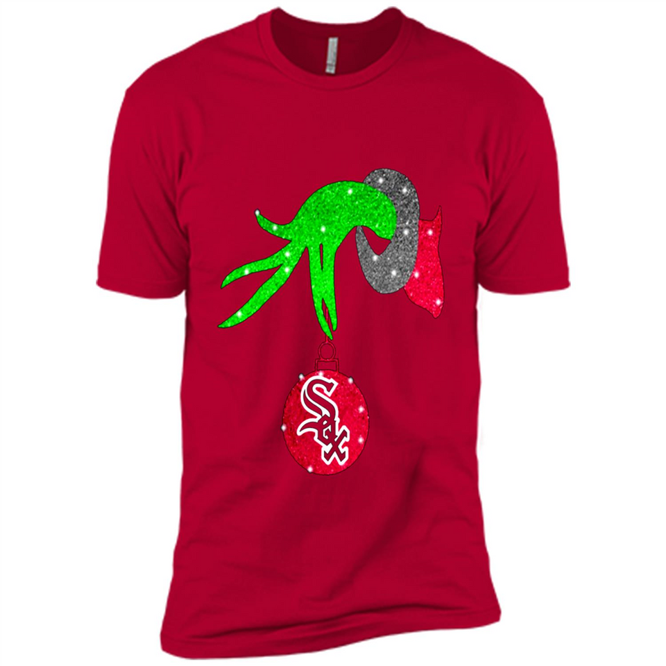 GRINCH HAND HOLDING CHICAGO WHITE SOX GLITTER CHRISTMAS PINGPONG