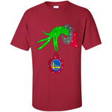 GRINCH HAND HOLDING GOLDEN STATE WARRIORS GLITTER CHRISTMAS PINGPONG