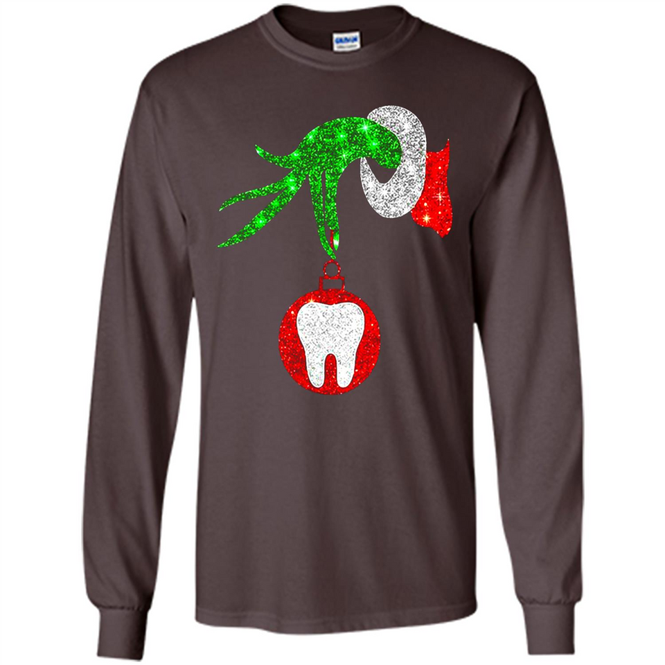 Christmas Nurse Grinch hand holding clinic dental ornament - Long Sleeve T-Shirt