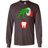 Christmas Nurse Grinch hand holding clinic dental ornament - Long Sleeve T-Shirt
