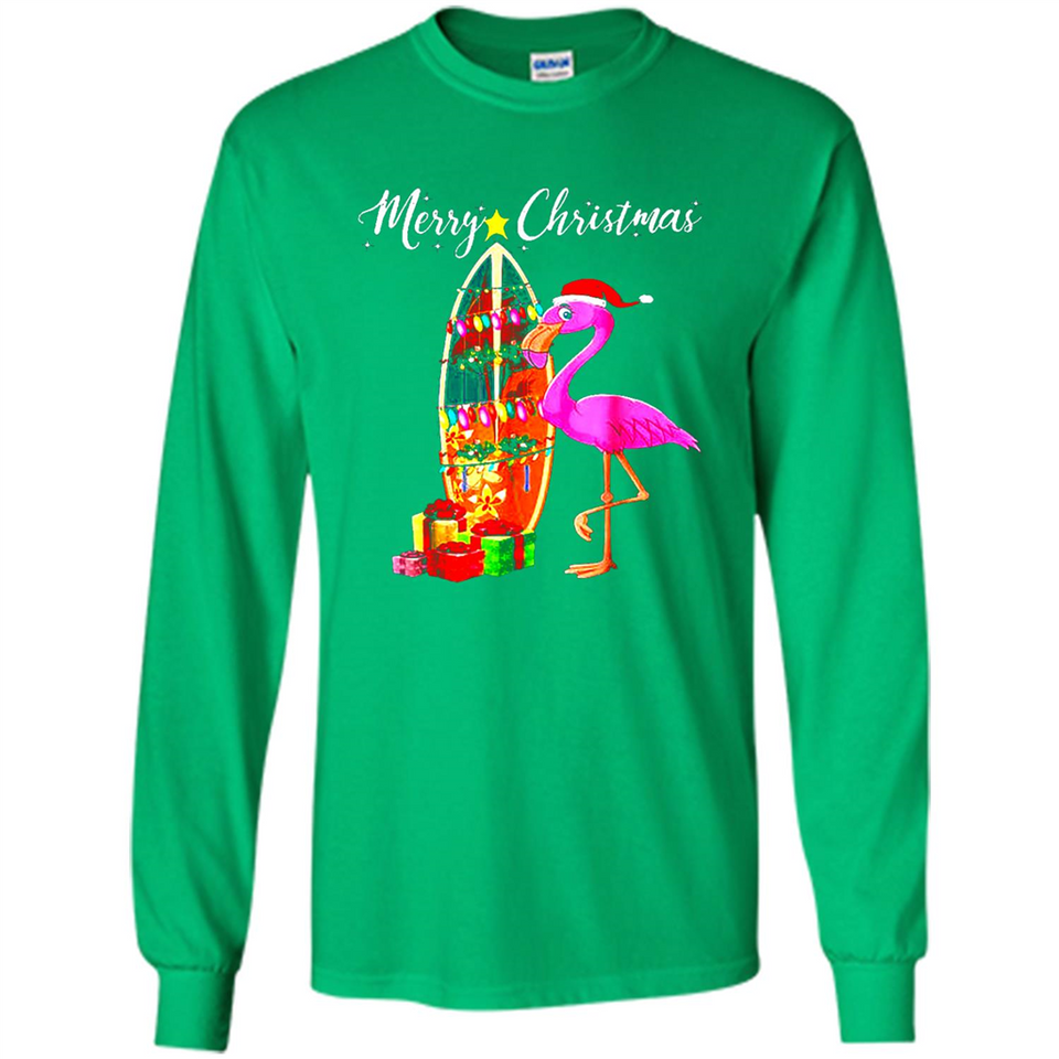 Flamingo Christmas Shirt, Merry Christmas Shirt , Flamingo - Long Sleeve T-Shirt