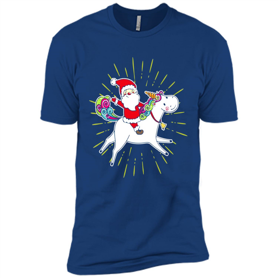 Unicorn And Santa Christmas - Premium Short Sleeve T-Shirt