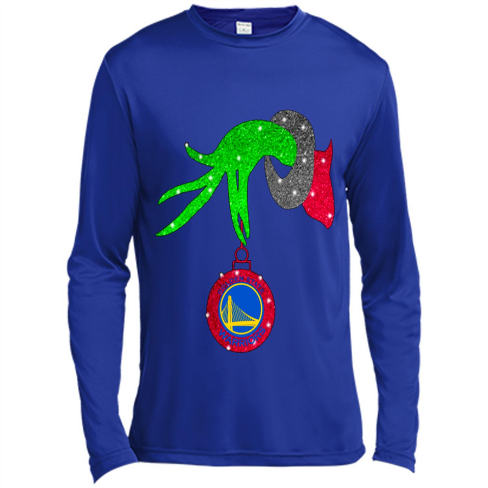 GRINCH HAND HOLDING GOLDEN STATE WARRIORS GLITTER CHRISTMAS PINGPONG