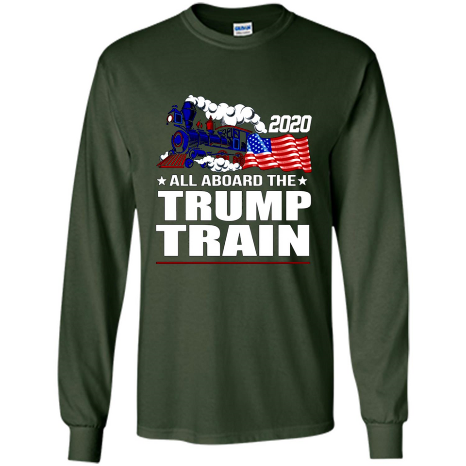All Board The Trump Train 2020 Patriotic U.S Flag pingpong - Long Sleeve T-Shirt