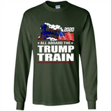 All Board The Trump Train 2020 Patriotic U.S Flag pingpong - Long Sleeve T-Shirt