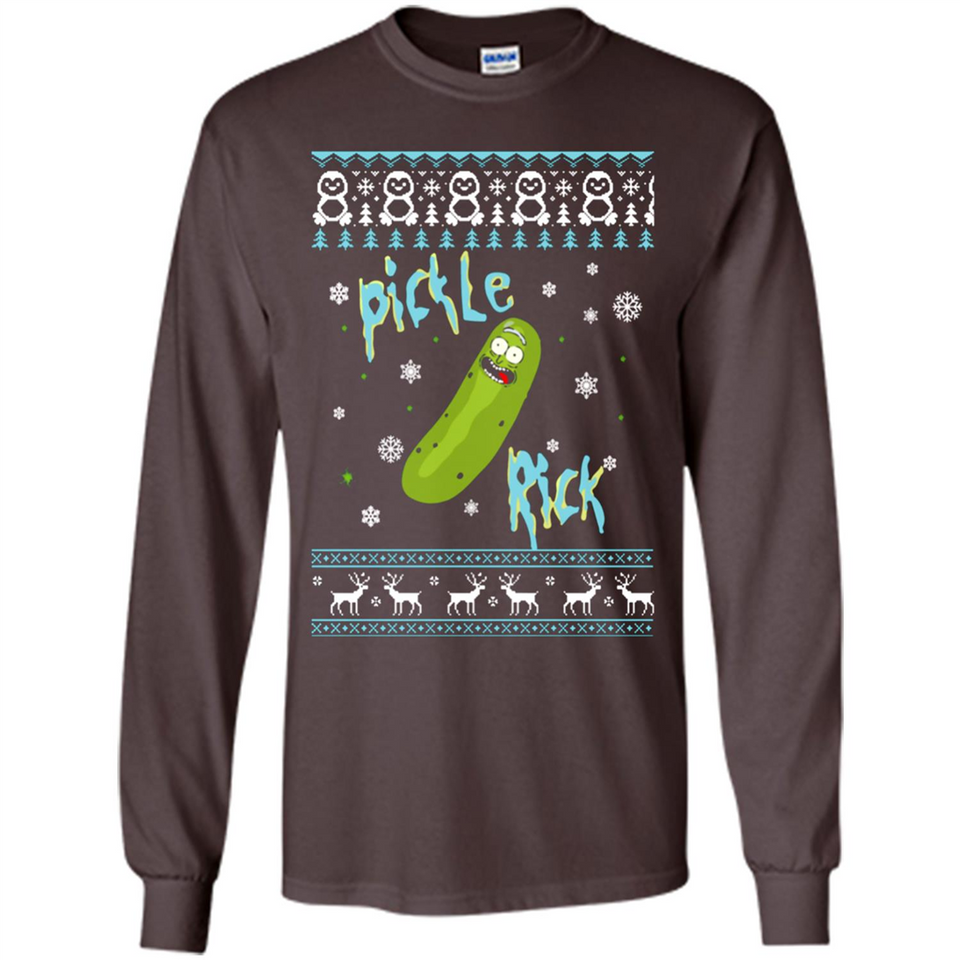 Rick and Morty Pickle Rick Ugly Christmas Sweater - Long Sleeve T-Shirt