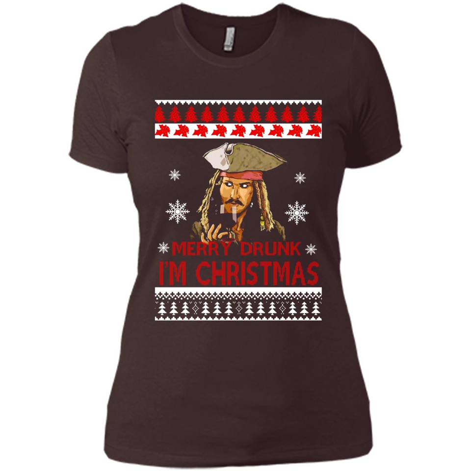 Jack sparrow Merry Drunk I'm Christmas - Ladies' Boyfriend T-Shirt