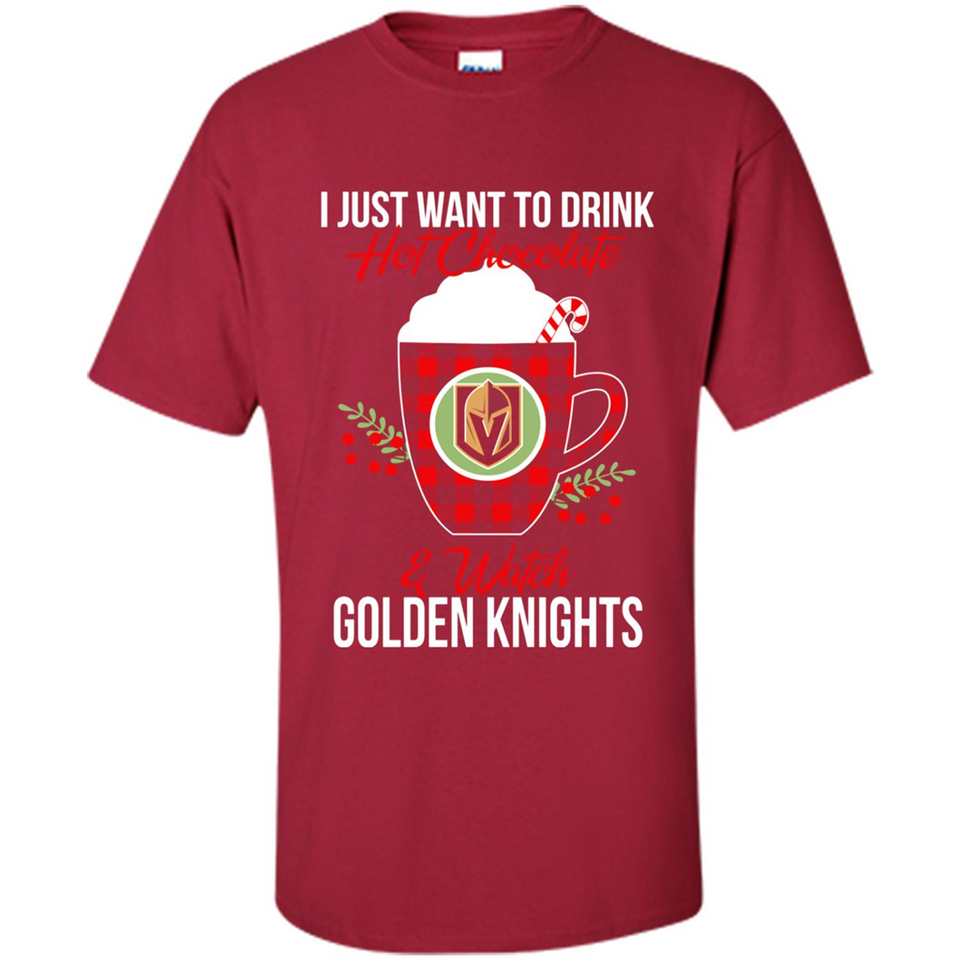 I Just Want To Drink Hot Chocolate & Watch Vegas Golden Knights Ugly Christmas Sweater PINGPONG