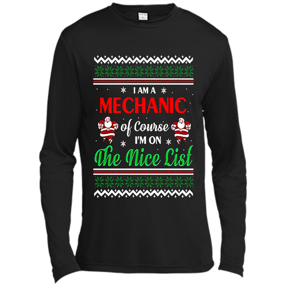 Funny Ugly Christmas T-Shirt Gift for Mechanic - Canvas Long Sleeve T-Shirt