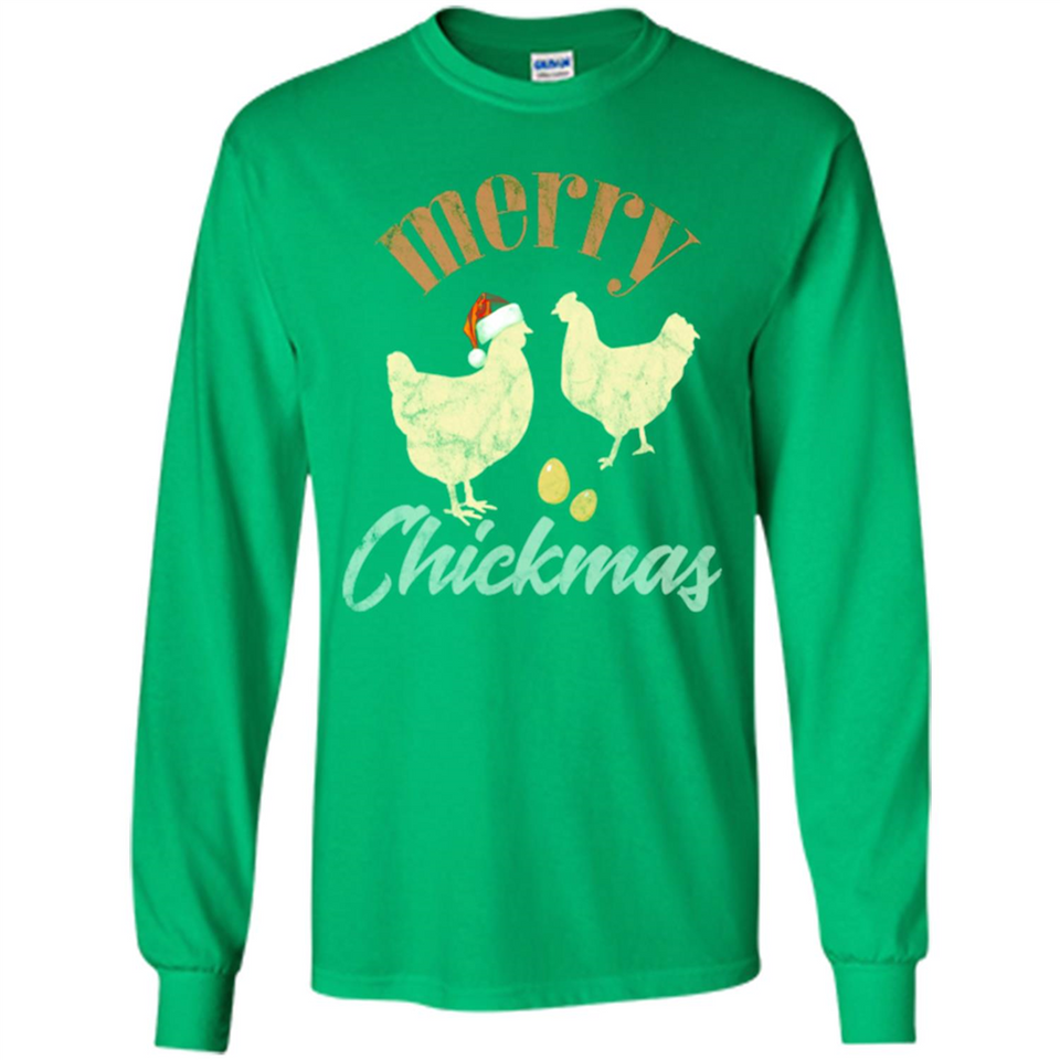 Christmas Chicken Vintage Shirt Funny Santa Hen Farmer Lover - Long Sleeve T-Shirt