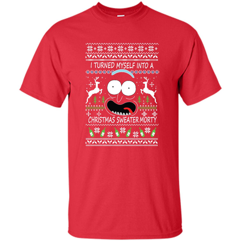 RICK AND MORTY-I TURNED MYSELF INTO A CHRISTMAS SWEATER MORTY UGLY XMAS SWEATER