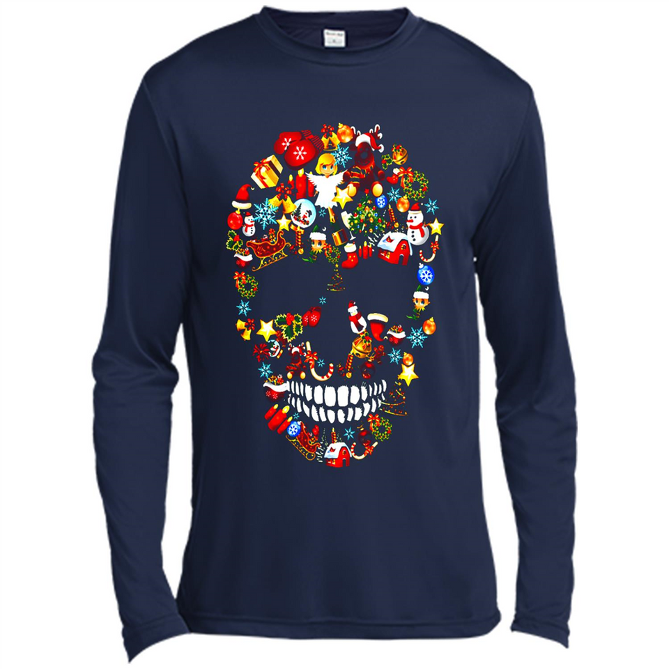 Skull Christmas Decorations Merry Xmas T-Shirt - Canvas Long Sleeve T-Shirt