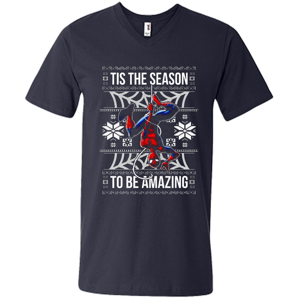 Marvel Spider Man Tis The Season To Be Amazing Ugly Christmas Mug PINGPONG - Men's V-Neck