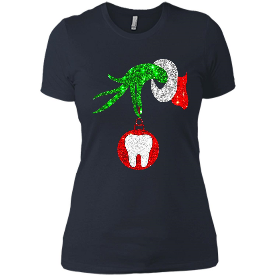 Christmas Nurse Grinch hand holding clinic dental ornament - Ladies' Boyfriend T-Shirt