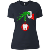 Christmas Nurse Grinch hand holding clinic dental ornament - Ladies' Boyfriend T-Shirt