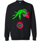 GRINCH HAND HOLDING FLORIDA GATORS GLITTER CHRISTMAS PINGPONG