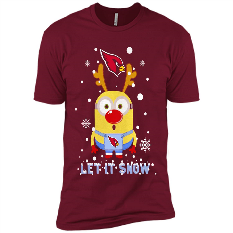 Minion Arizona Cardinals Ugly Christmas Sweater Let it Snow - Premium Short Sleeve T-Shirt