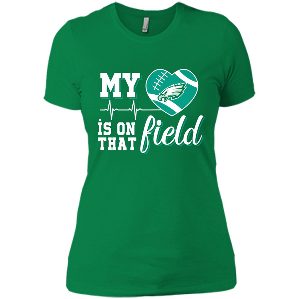 Philadelphia Eagles Football My Heart is on that Field - Ladies' Boyfriend T-Shirt