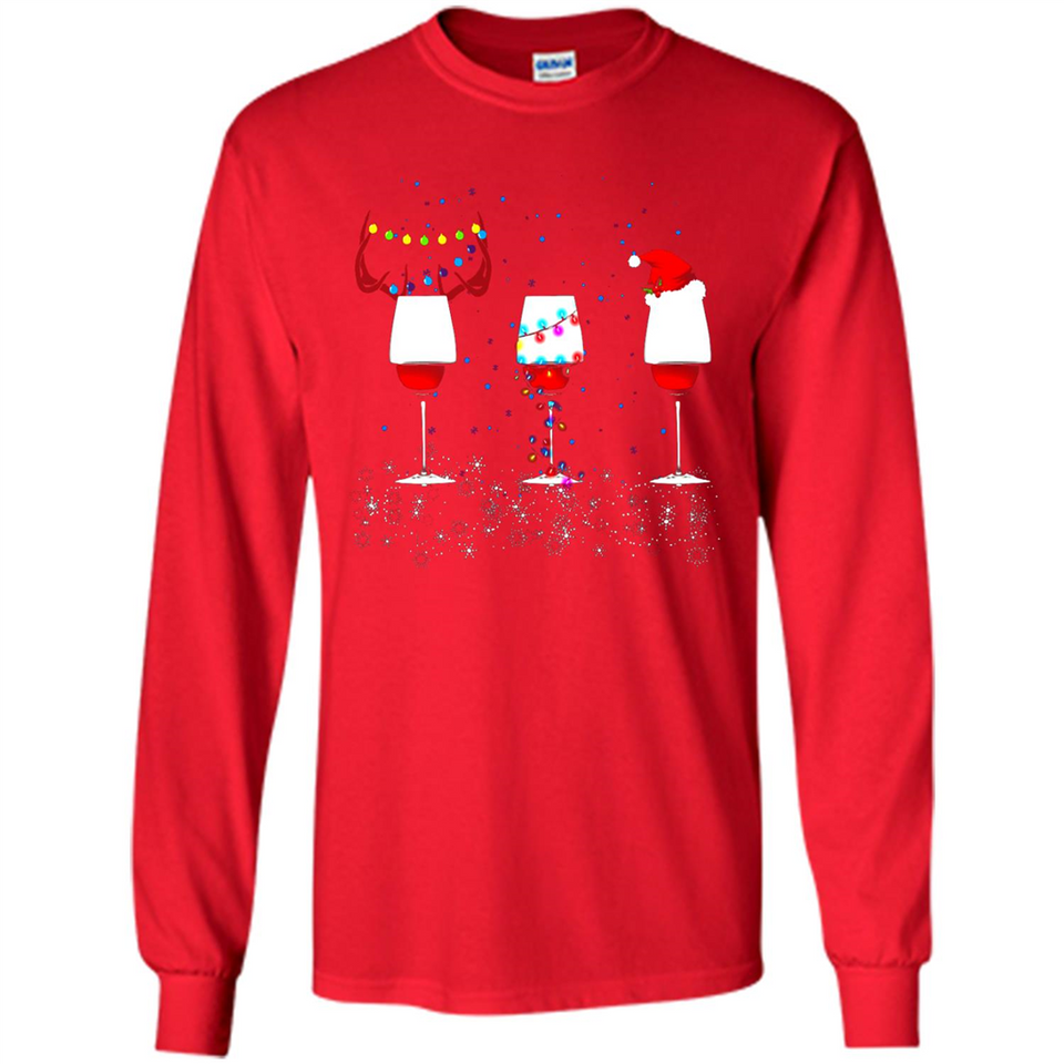 Christmas Red Wine Funny Merry Xmas Sweatshirt - Long Sleeve T-Shirt