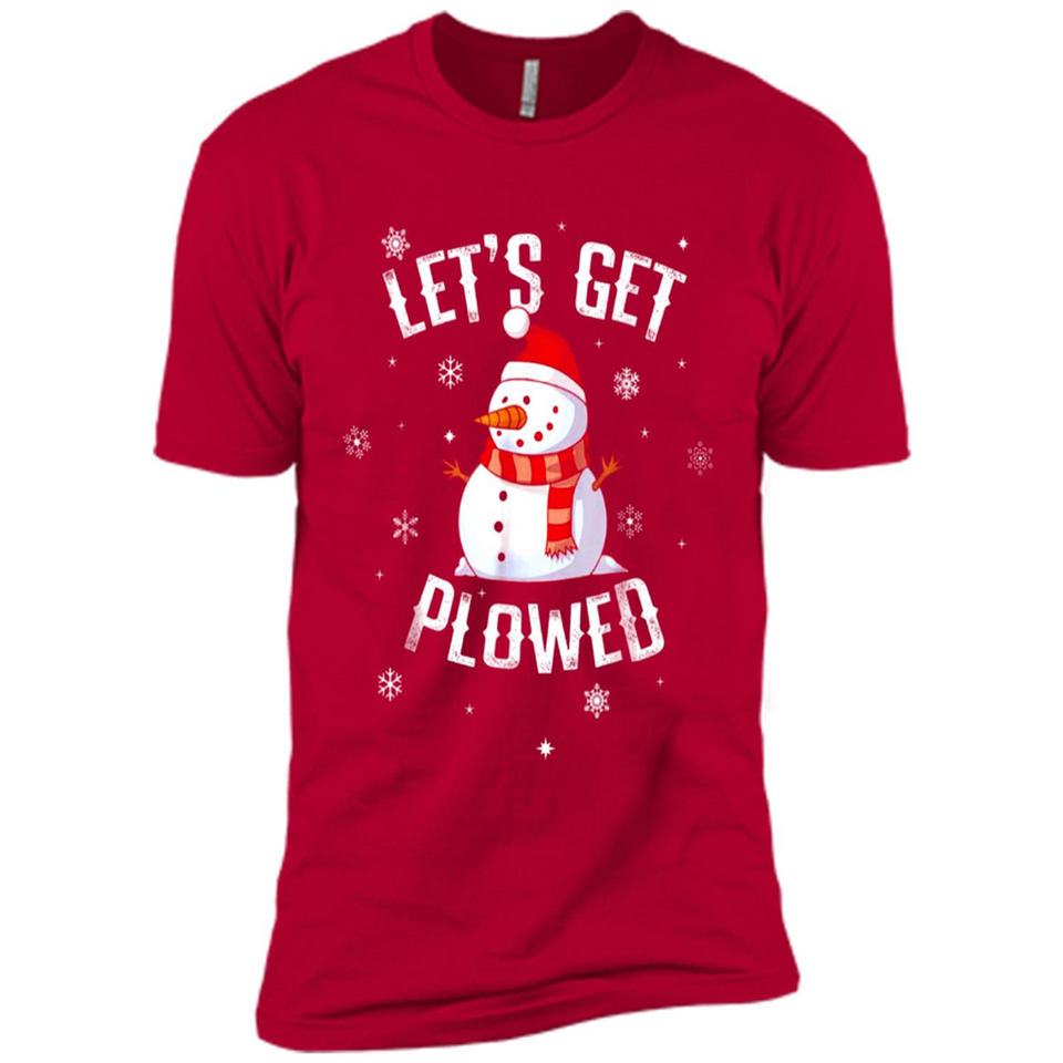 Let's Get Plowed Funny Christmas Snowman - Premium Short Sleeve T-Shirt