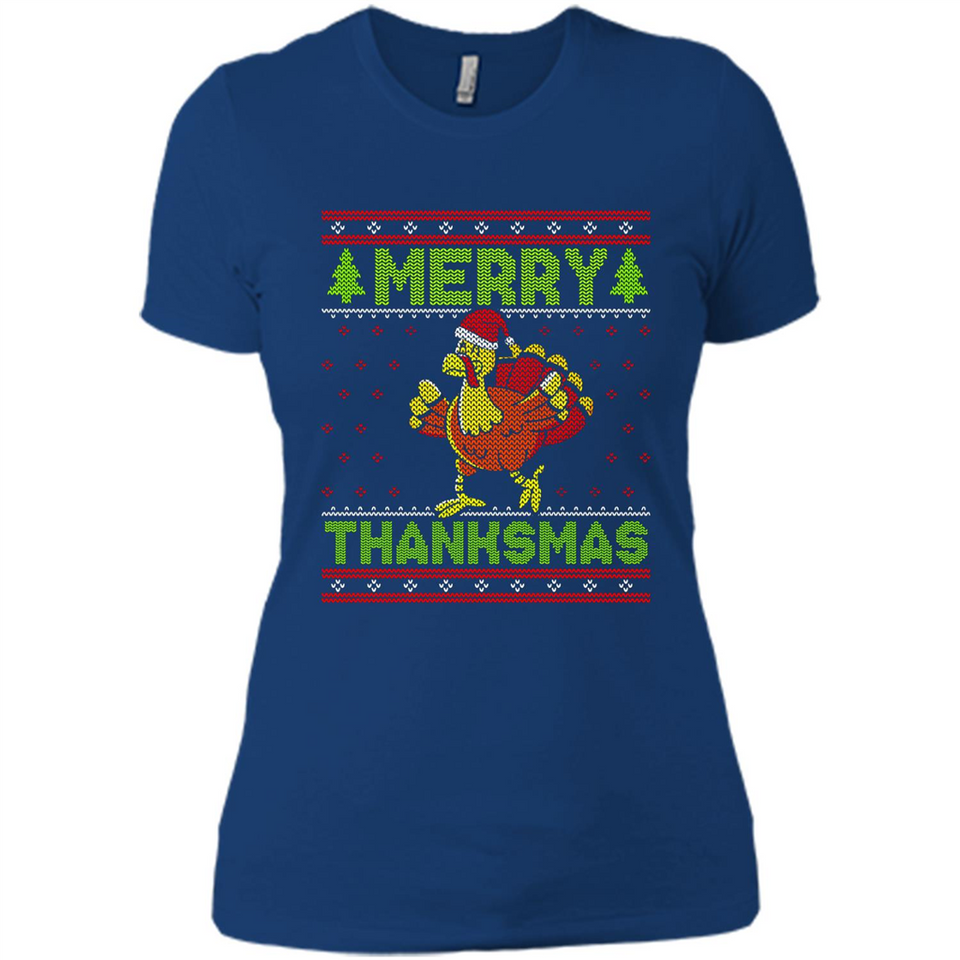 Merry Thankmas Ugly Xmas Thanksgiving Turkey Sweatshirt - Ladies' Boyfriend T-Shirt