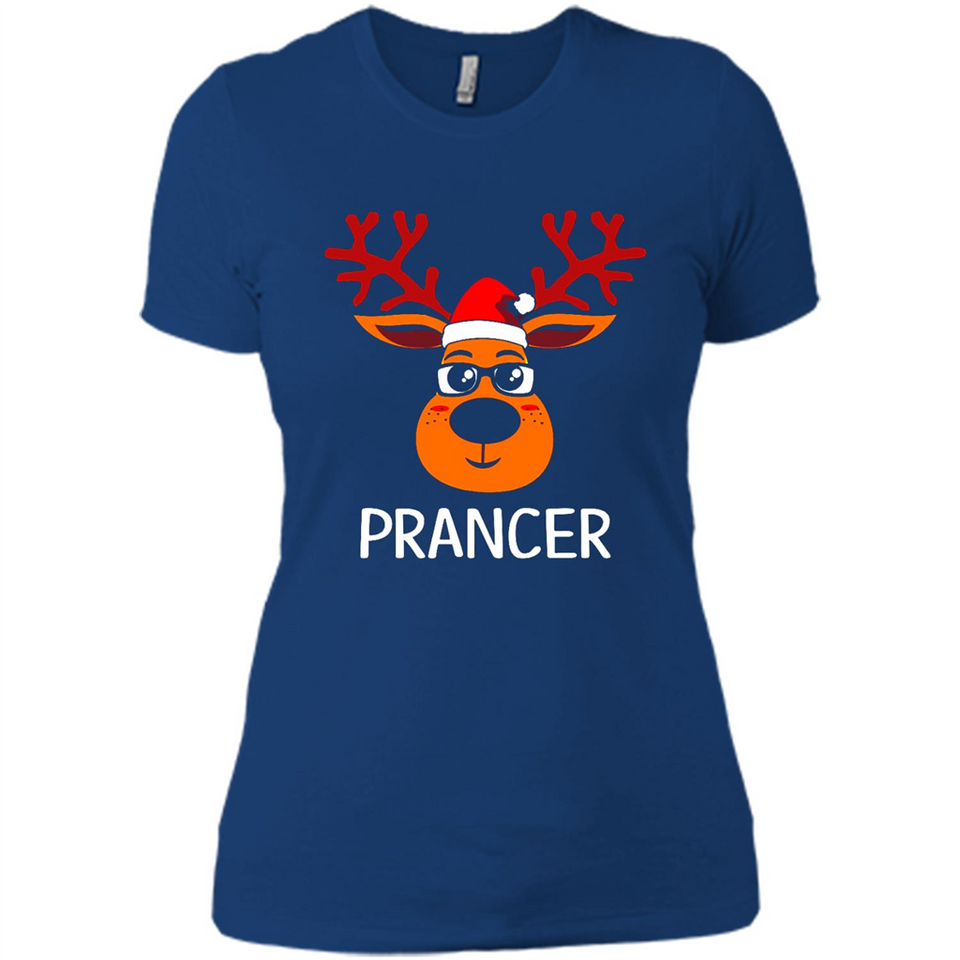 Prancer Reindeer Santa Claus Funny Xmas Holiday T-Shirt - Ladies' Boyfriend T-Shirt
