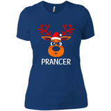Prancer Reindeer Santa Claus Funny Xmas Holiday T-Shirt - Ladies' Boyfriend T-Shirt