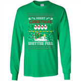 Merry Christmas Shitter Full Christmas Tree Snowman Sweater PINGPONG - Long Sleeve T-Shirt