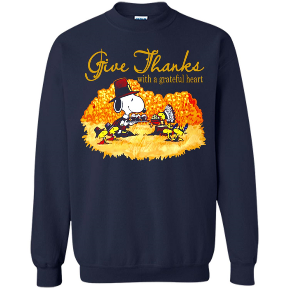Snoopy Thanksgiving Give Thanks With A Grateful Heart - Sweatshirt