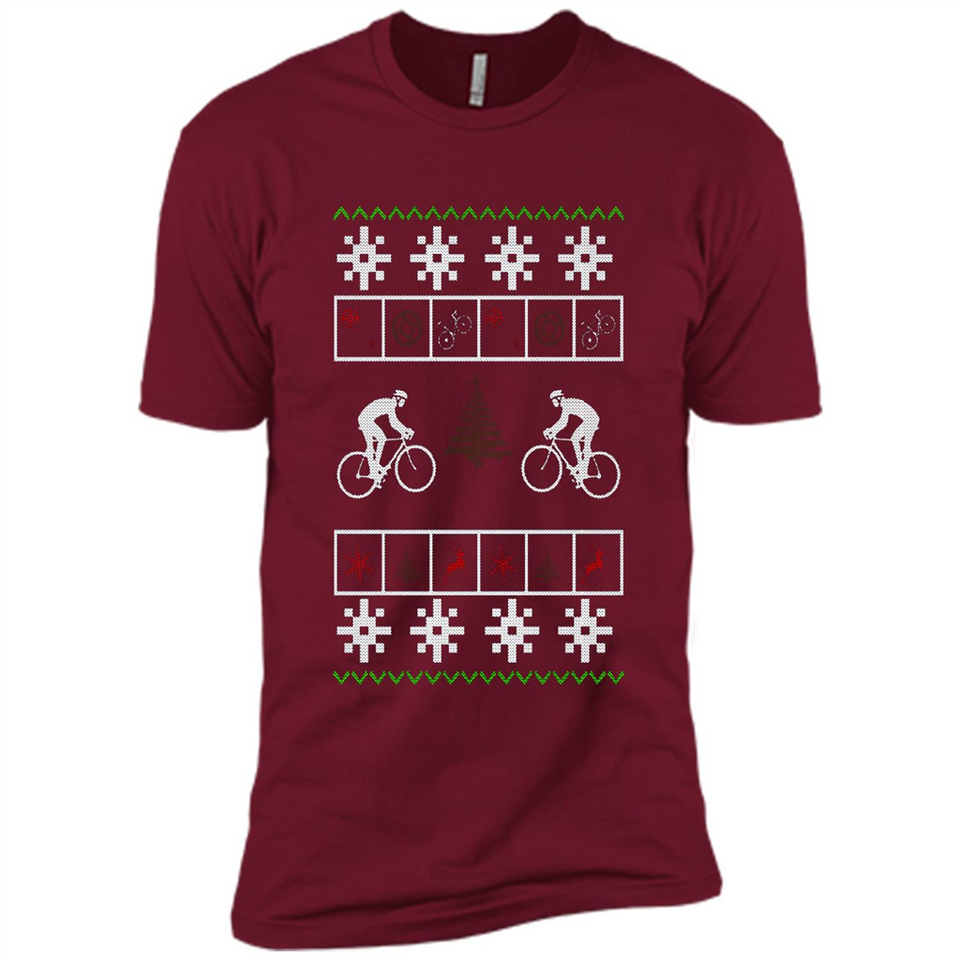 Christmas Ugly Sweater Cycling - Best Ugly Christmas Sweater - Premium Short Sleeve T-Shirt