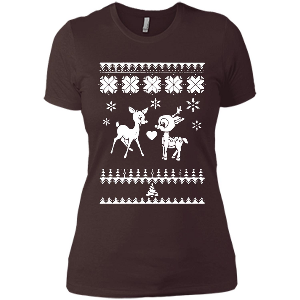 Rudolph and Clarice Ugly Christmas Sweater - Ladies' Boyfriend T-Shirt
