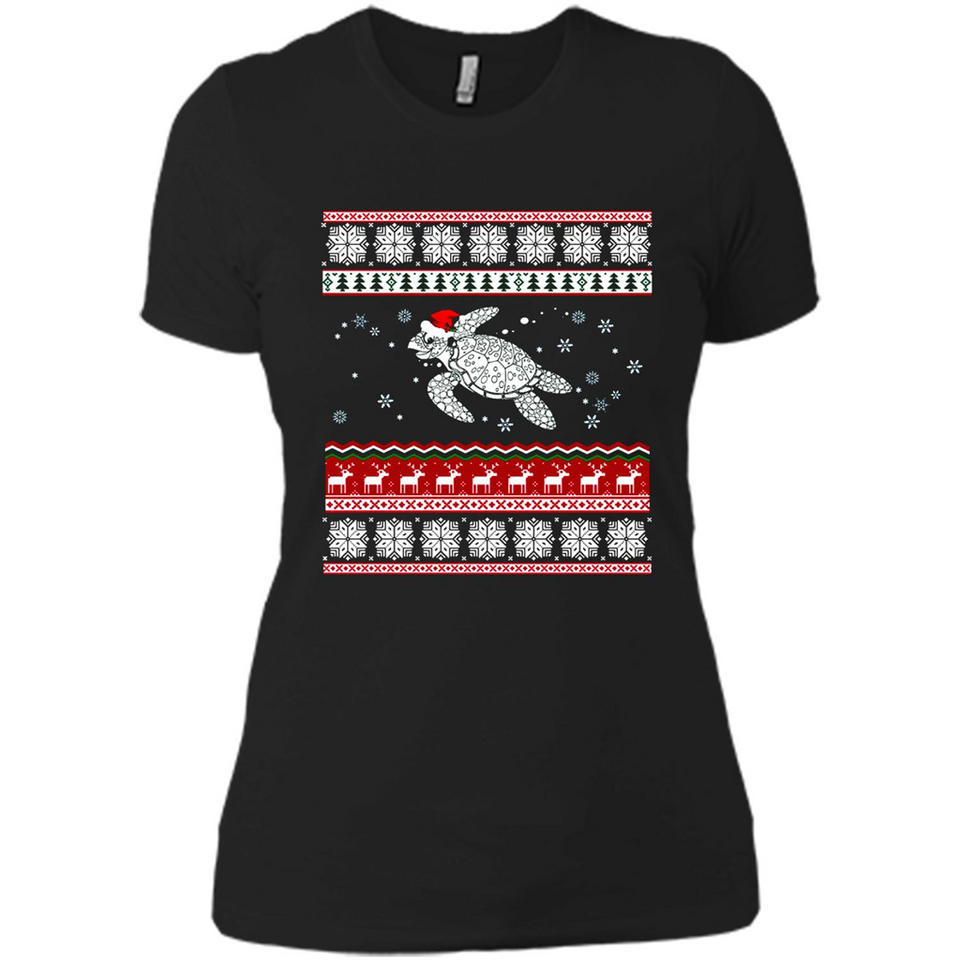 Sea Turtle Ugly Christmas T-Shirt - Ladies' Boyfriend T-Shirt