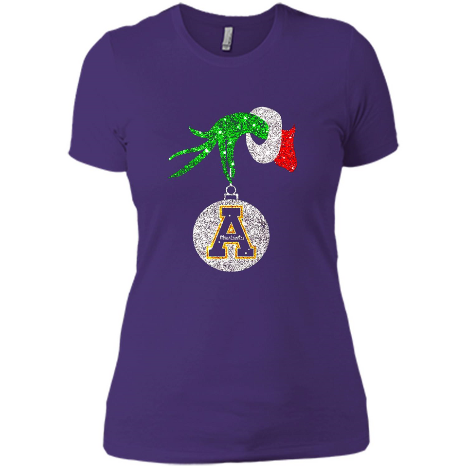 Funny Appalachian State Mountaineers Glitter Grinch Monogram Ornament Christmá - Ladies' Boyfriend T-Shirt