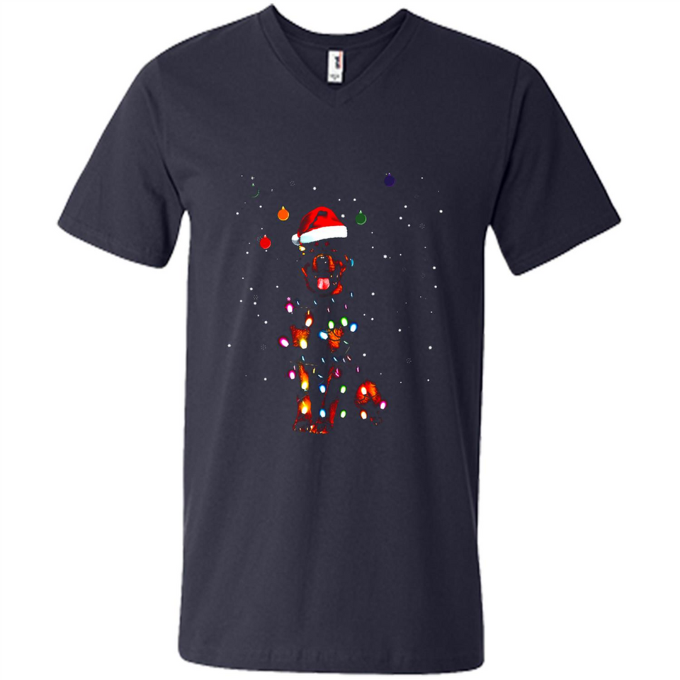 Rottweiler Santa Lights Christmas Dog Xmas Sweatshirt - Men's V-Neck