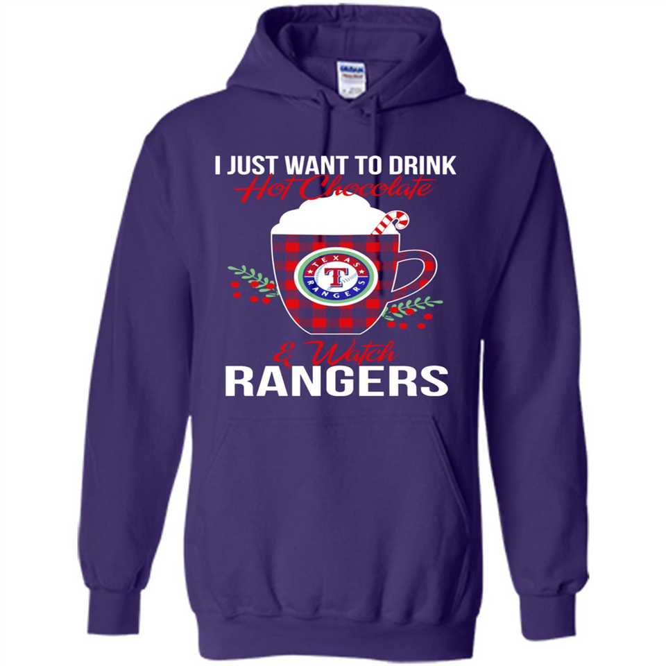 I Just Want To Drink Hot Chocolate & Watch Texas Rangers Ugly Christmas Sweater PINGPONG
