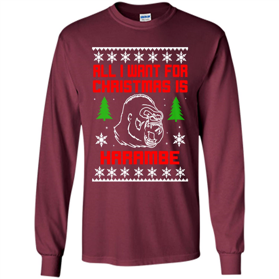 All I Want For Christmas Is HarambeT Rex Attack Reindeer ugly sweater PINGPONG