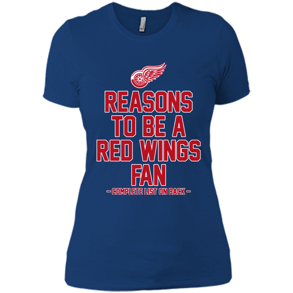 Reasons to be a Detroit Red Wings Fan Complete List on Back - Ladies' Boyfriend T-Shirt