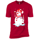 Cute Snowman drink Red Wine Christmas T-Shirt - Premium Short Sleeve T-Shirt
