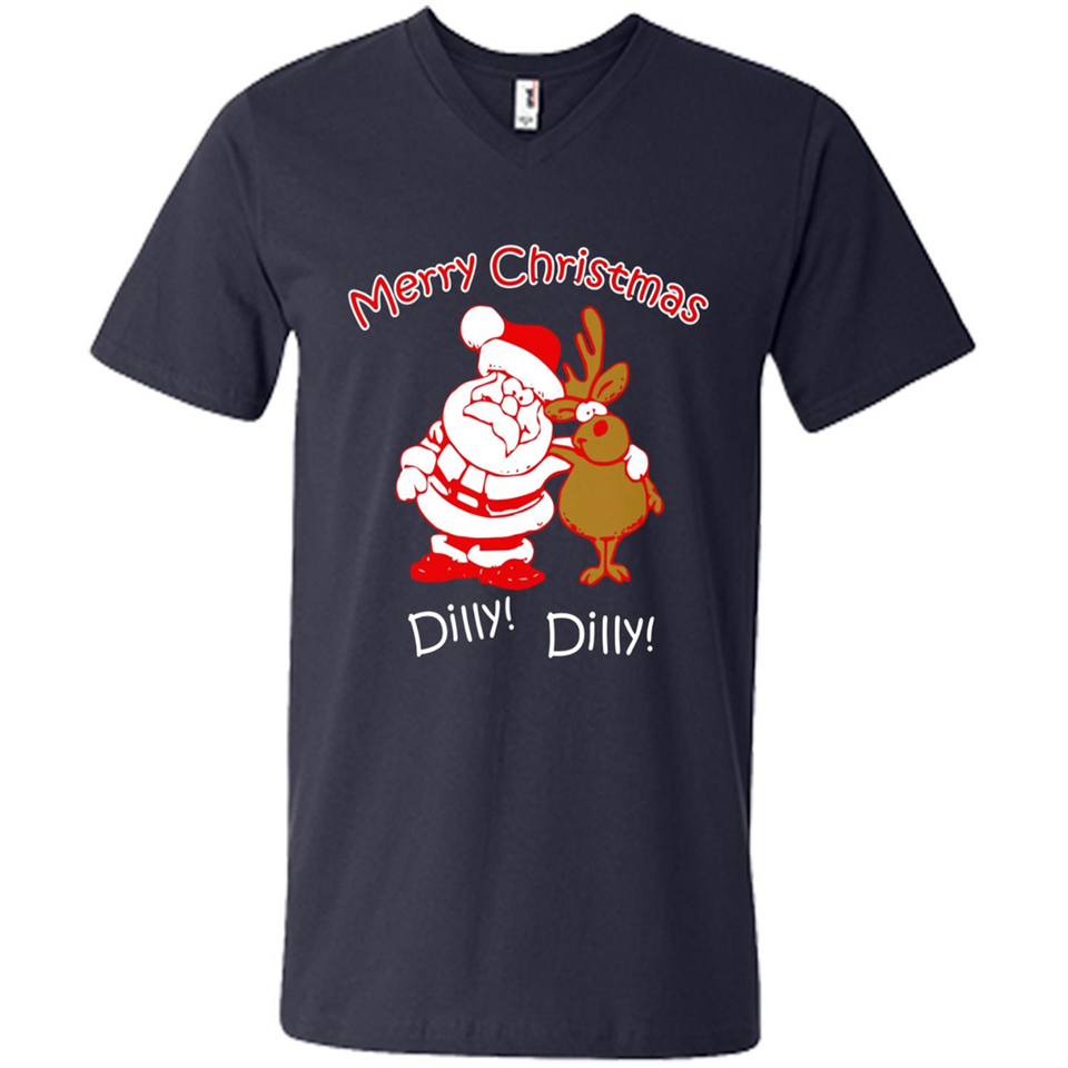 Christmas T-Shirt Santa And Reindeer Dilly Dilly - Men's V-Neck